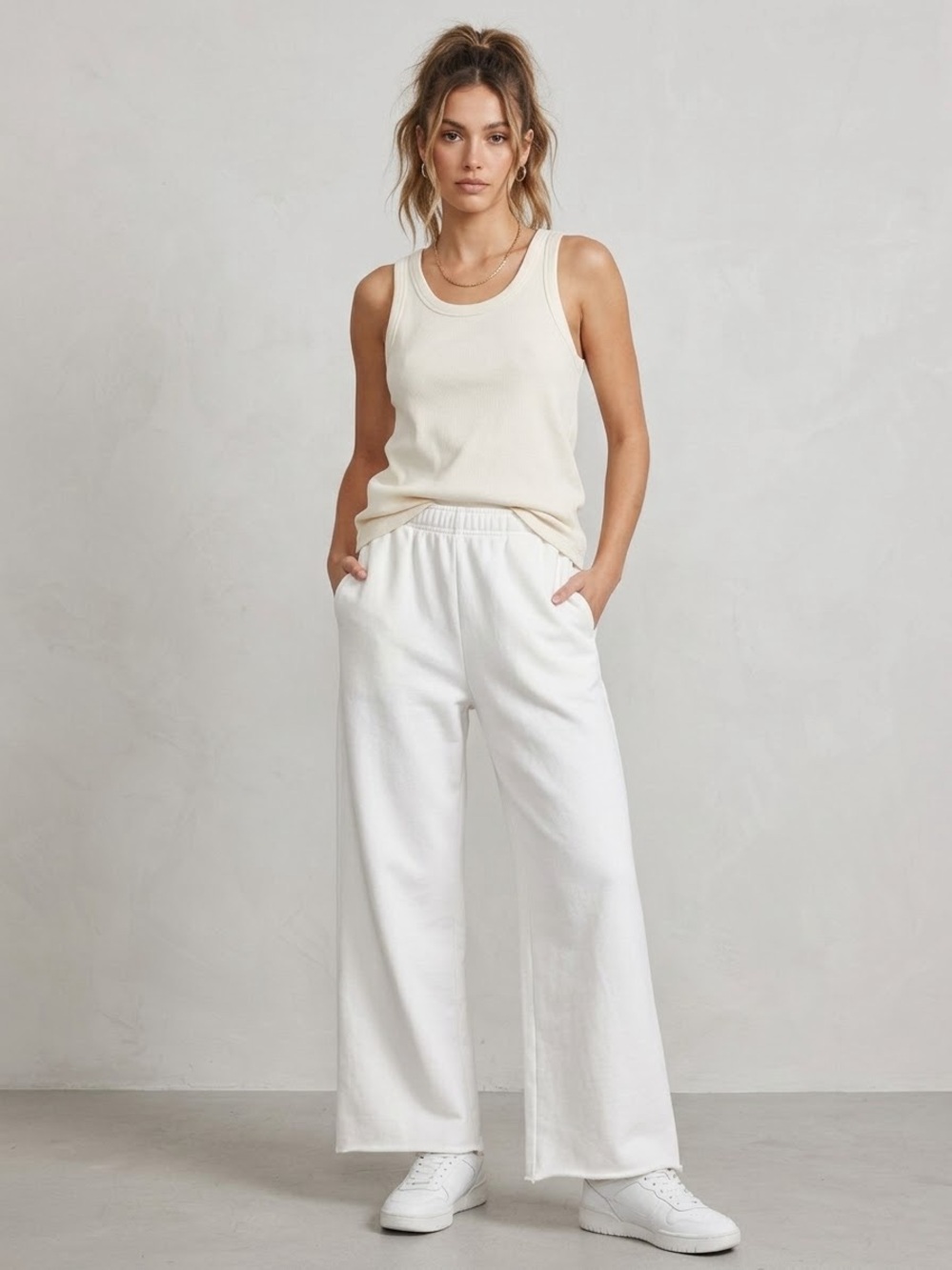 Universal Thread White Wide-Leg Lounge Pants, Women’s Size Small Sweatpants